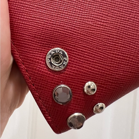 Authentic Prada Crystal Studded Saffiano Leather Continental Wallet - Picture 6 of 7